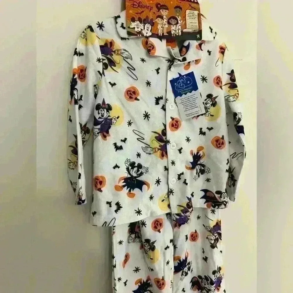 Disney Fleece Long Sleeve Pajama Set Toddler  Mickey Minnie Halloween Size 3T